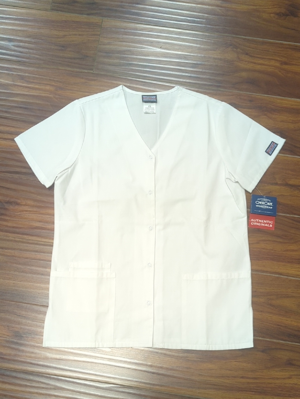 Cherokee 4770 Women's Workwear Snap Front V-Neck Scrubs Shirt - White